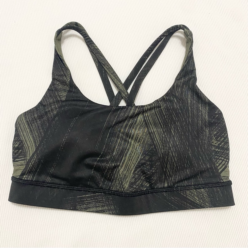 Lululemon Energy Sports Bra Green Stripe Print